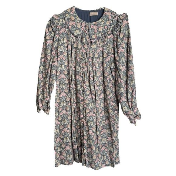 One Child Fawn Floral Pleated Detail Dress Girls 14 Pink / Green Short Length - Picture 2 of 9